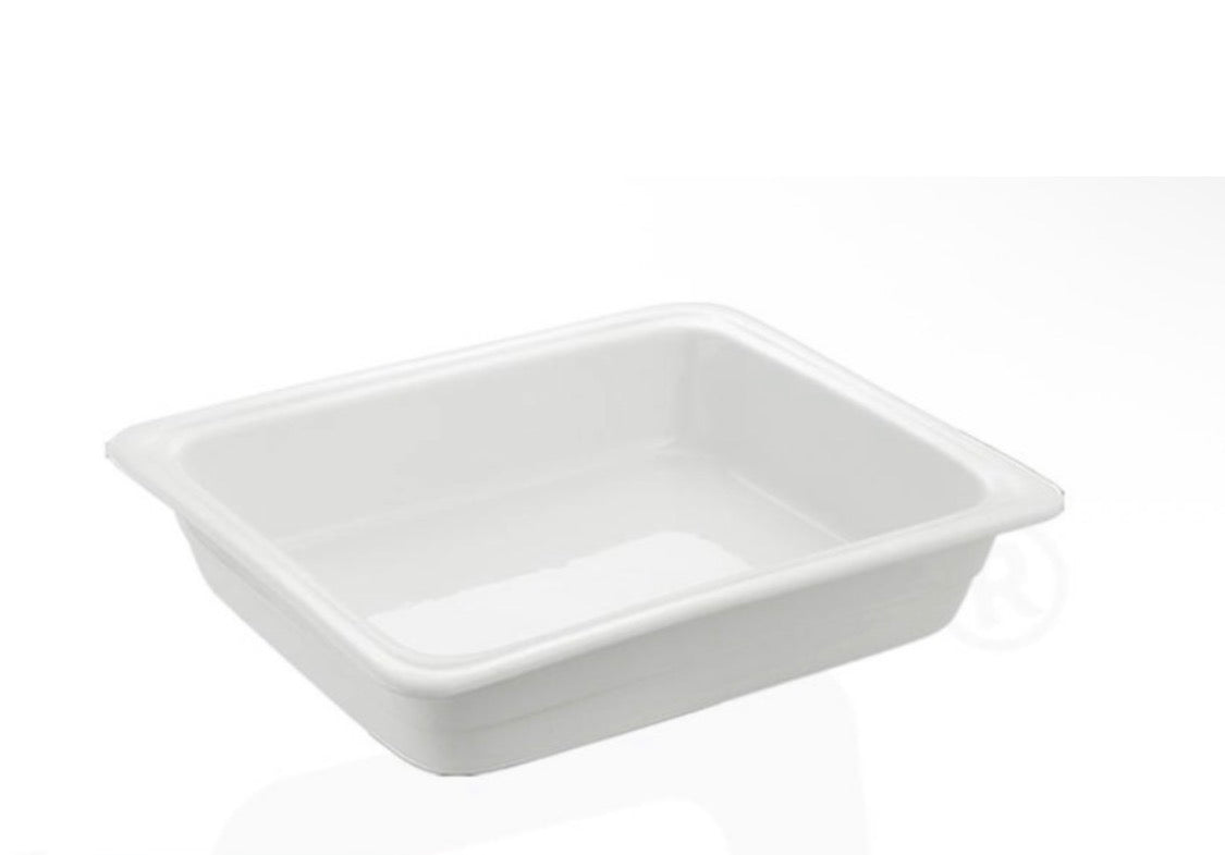 Veermode 1/2 ceramic buffet pan white large catering food basin insert