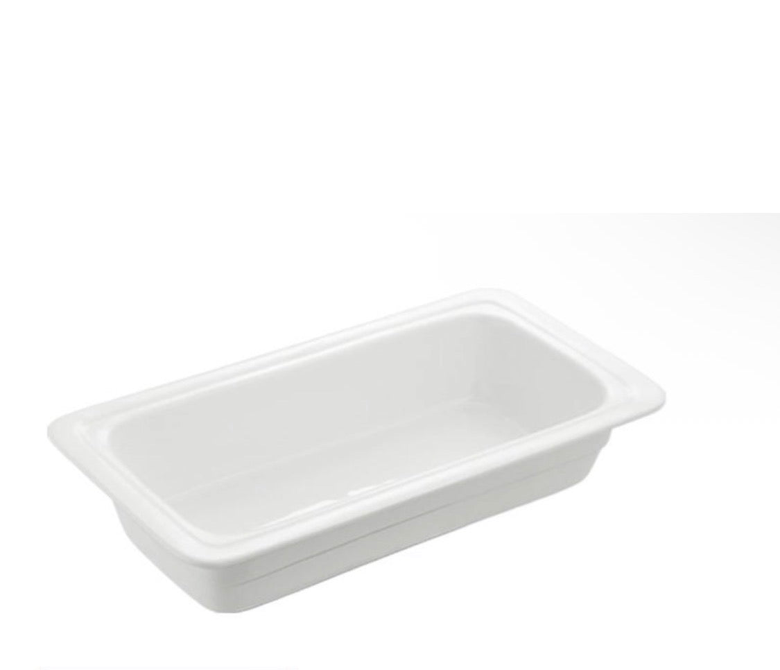 Veermode 1/3 ceramic buffet pan white catering food basin insert