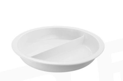 Veermode ceramic divided buffet bowl 2 section serving basin round