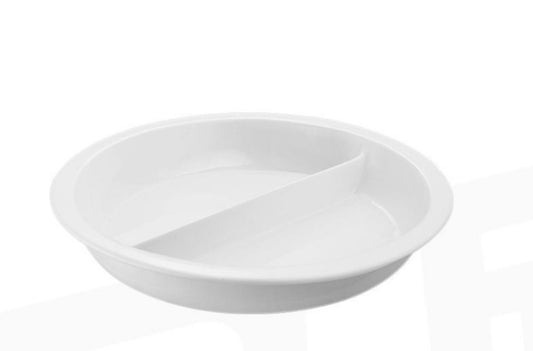 Veermode ceramic divided buffet bowl 2 section serving basin round