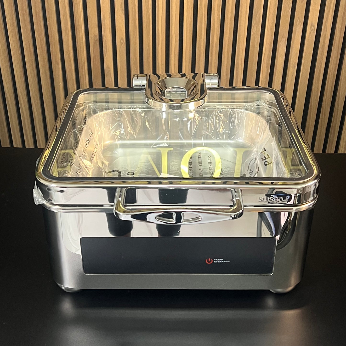 Veermode Electric Dry & Wet Chafing Dish Buffet Warmer Square Silver With Glass Lid