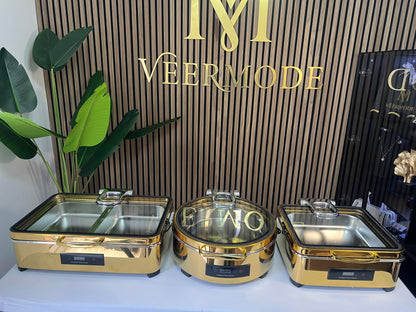 Veermode Electric Chafing Dish Buffet Warmer with Glass Lid