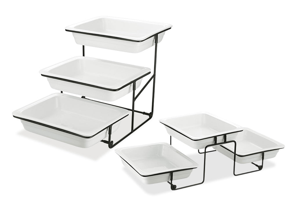Veermode 3-Tier Buffet Serving Stand with Trays – Modern Catering Display Rack