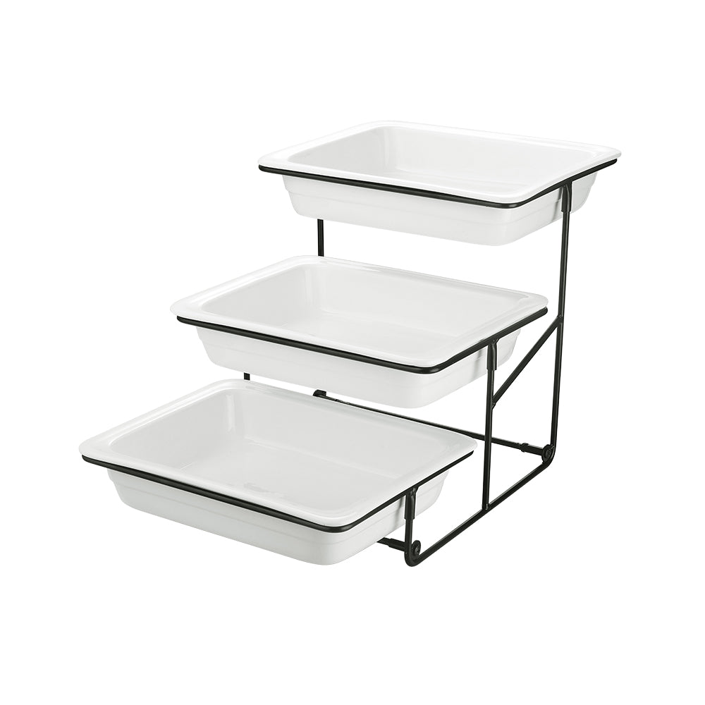 Veermode 3-Tier Buffet Serving Stand with Trays – Modern Catering Display Rack