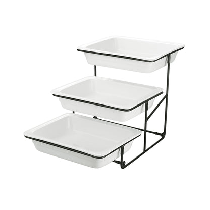 Veermode 3-Tier Buffet Serving Stand with Trays – Modern Catering Display Rack