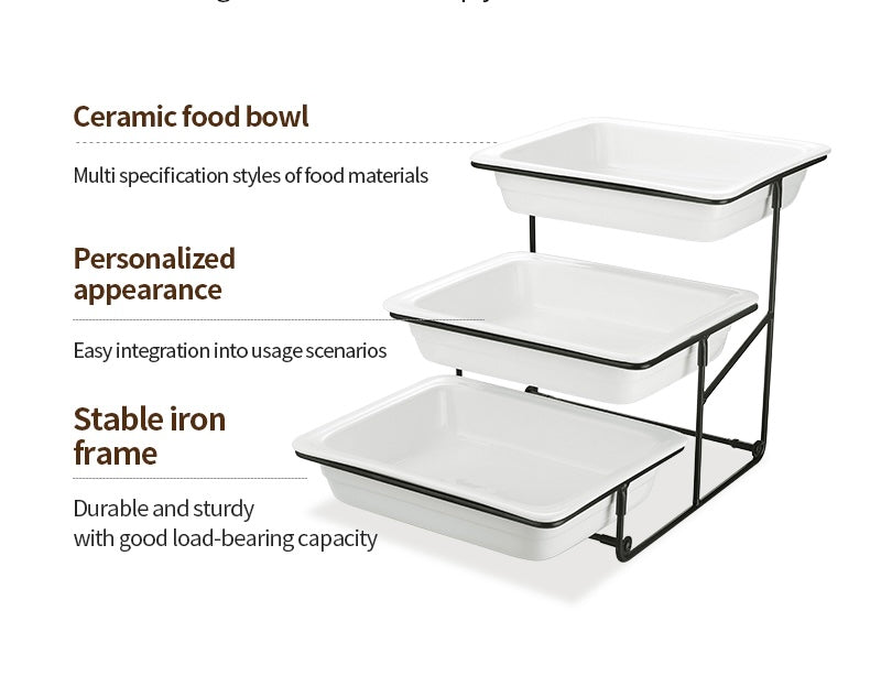 Veermode 3-Tier Buffet Serving Stand with Trays – Modern Catering Display Rack