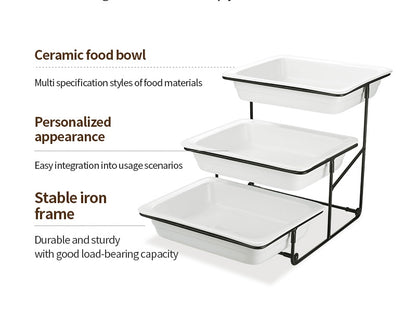 Veermode 3-Tier Buffet Serving Stand with Trays – Modern Catering Display Rack