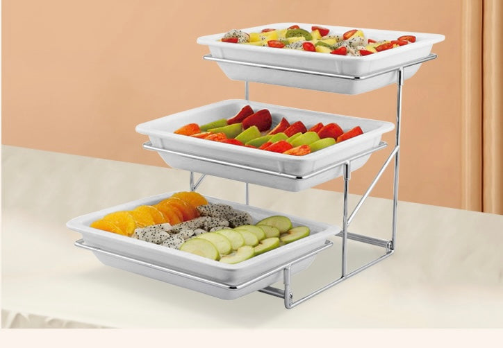 Veermode 3-Tier Buffet Serving Stand with Trays – Modern Catering Display Rack