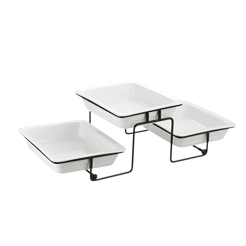 Veermode FlexServe 3-Tier Buffet Display Stand with Trays – Modern Catering Serving Rack