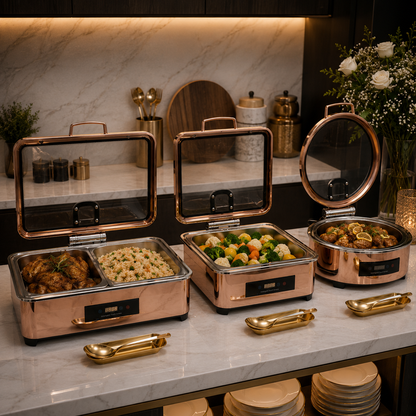Veermode Rose Gold Rectangle Buffet Warmer