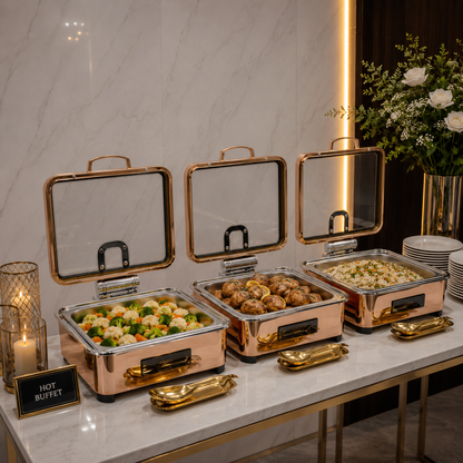Veermode Rose Gold Square Buffet Warmer