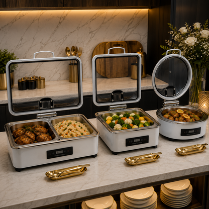 Veermode White Rectangle Buffet Warmer