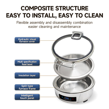 Veermode Electric Chafing Dish Buffet Warmer Round White With Glass Lid
