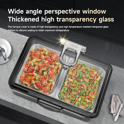Veermode electric chafing dish buffet warmer rectangle silver stainless steel