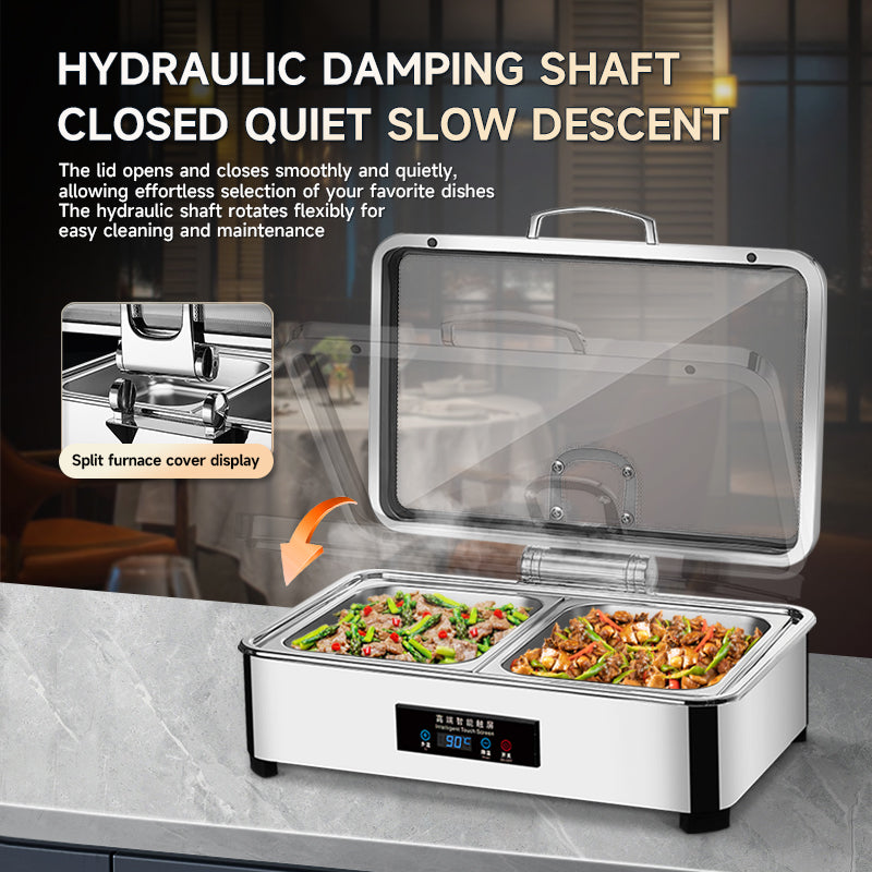 Veermode electric chafing dish buffet warmer rectangle silver stainless steel