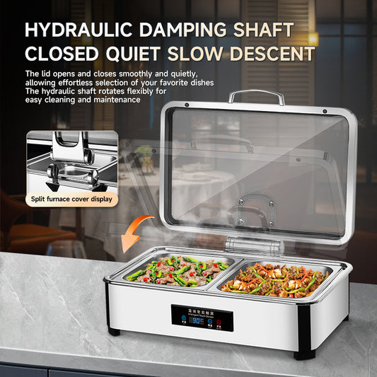 Veermode electric chafing dish buffet warmer rectangle silver stainless steel